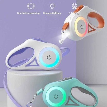 Intelligente Hundeleine mit beleuchtetem Hundehalsband – Automatische Einziehbare Leine für kleine und mittlere Hunde
