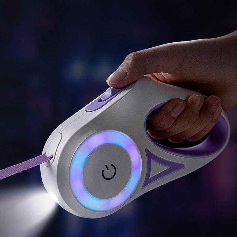 Intelligente Hundeleine mit beleuchtetem Hundehalsband – Automatische Einziehbare Leine für kleine und mittlere Hunde