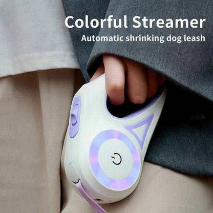 Intelligente Hundeleine mit beleuchtetem Hundehalsband – Automatische Einziehbare Leine für kleine und mittlere Hunde